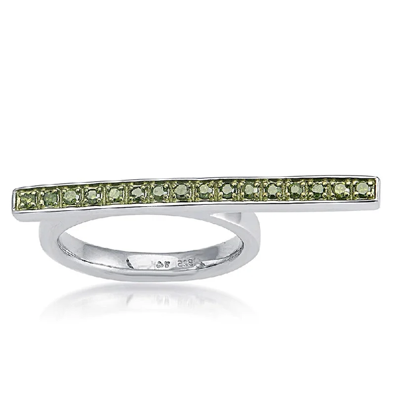 Sterling Silver 1/4ct TDW Green diamond Fancy Band Ring