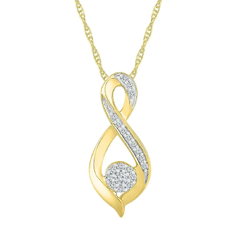 gold chain necklaces for women -custom name necklaces for women -Brilliant Flower Twist Necklace with 1/5ct of Diamonds in 9ct Yellow Gold