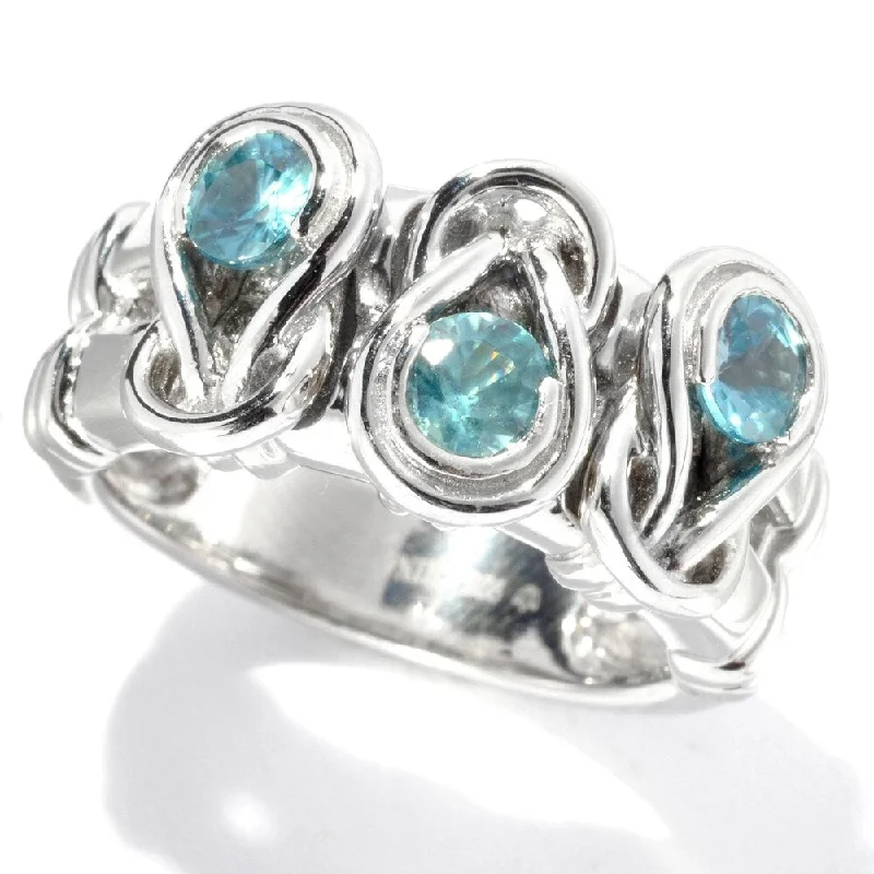 Sterling Silver 0.93Ctw Blue Zircon Band Ring