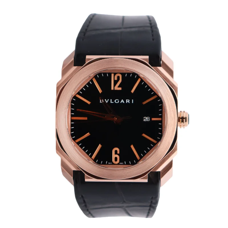 Bvlgari Octo 41mm Rose Gold Black Dial Ref# 102250 BGO P 41 G