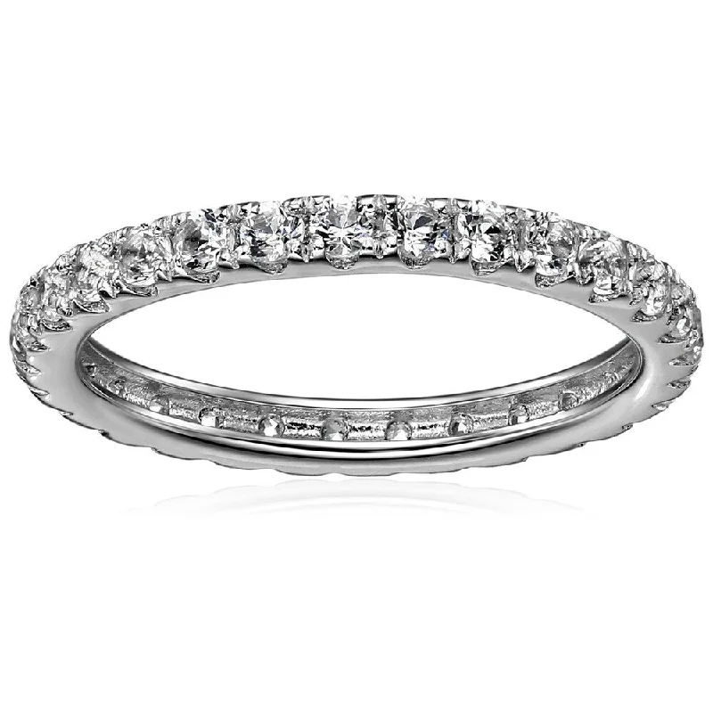 Sterling Silver Created White Sapphire Eternity Band Ring, Size 7