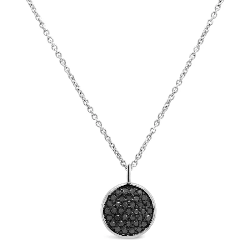 statement pendant necklaces for women -wedding necklaces for women -Bezel Necklace with 0.40ct of Black Diamonds in Sterling Silver