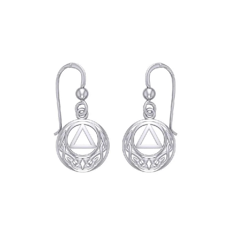 minimalist earrings for women -gemstone earrings for women -Recovery Symbol with Celtic Design Sterling Silver Earrings TER1376