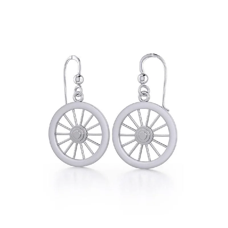 vintage-style earrings for women -luxury earrings for women -Wagon Wheel Sterling Silver Earrings TE2793