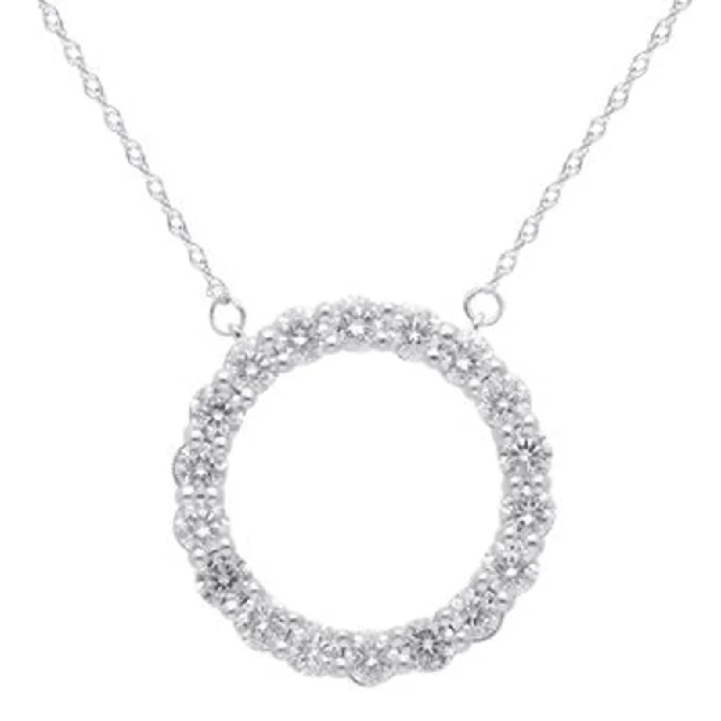 custom gemstone necklaces for women -multi-strand necklaces for women -Open Circle Pendant Necklace with 1.00ct of Laboratory Grown Diamonds in Sterling Silver and Platinum