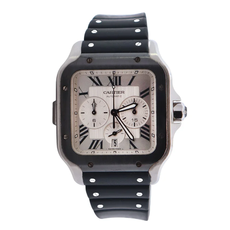 Cartier Santos 43.3mm White Dial Watch Ref# WSSA0017