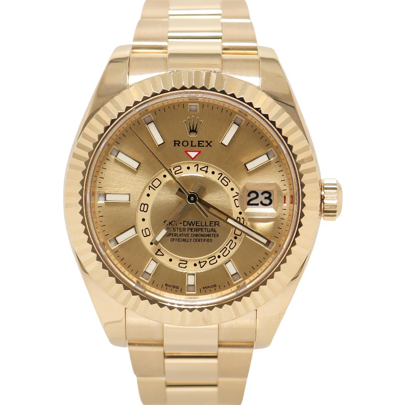 Rolex Sky-Dweller 42mm Champagne Dial Watch Ref# 326938