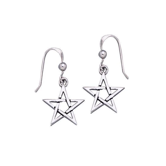 silver hoop earrings for weddings -hoop earrings for women -Pentagram Sterling Silver Earrings TE1171