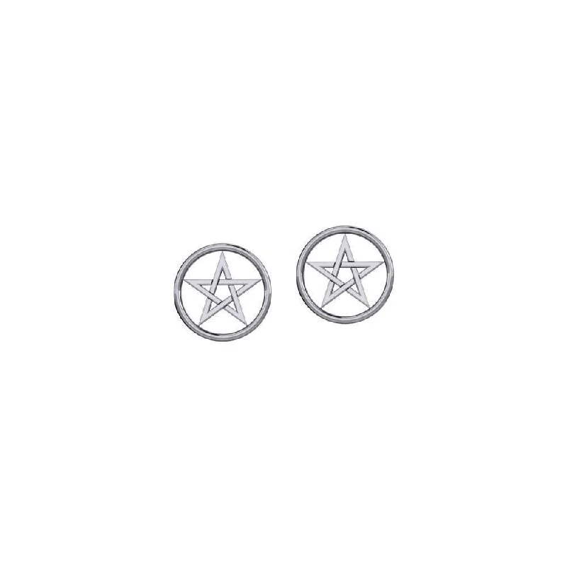 luxury gemstone earrings for women -gold stud earrings for women -Pentacle Silver Post Earrings TER1798