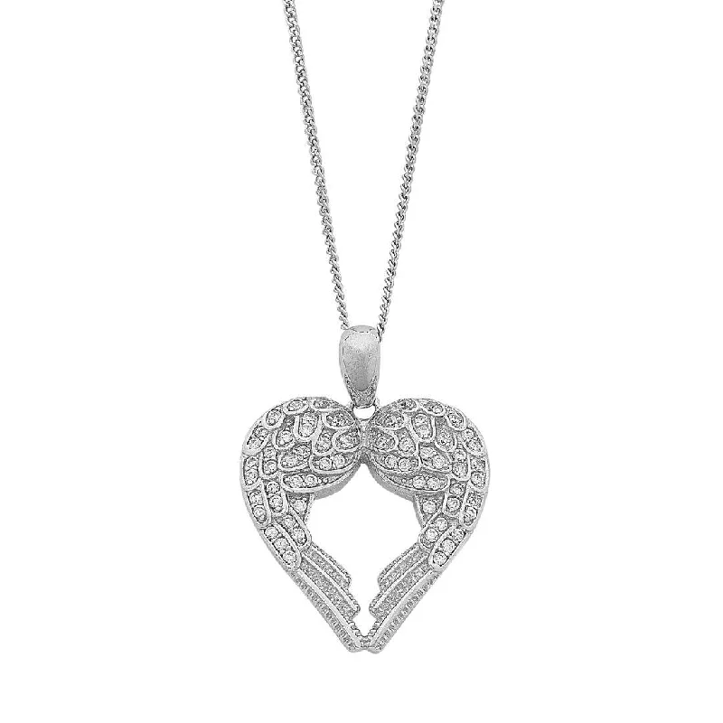 charm necklaces for women -affordable gold necklaces for women -Cubic Zirconia Angel Wings Necklace in Sterling Silver