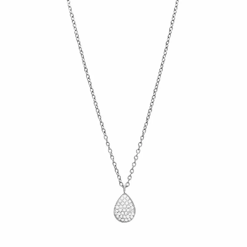 minimalist necklaces for women -luxury necklaces for women -Puff Pear Crystal Necklace in Stainless Steel