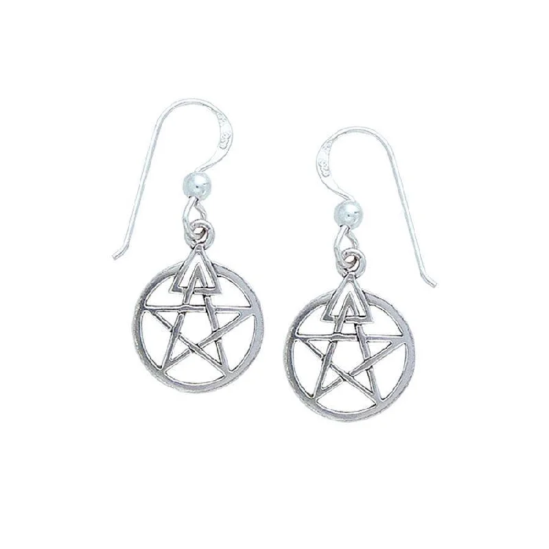 elegant drop earrings for women -trendy earrings for women -The Third Degree Pentacle Silver Earrings TE2794