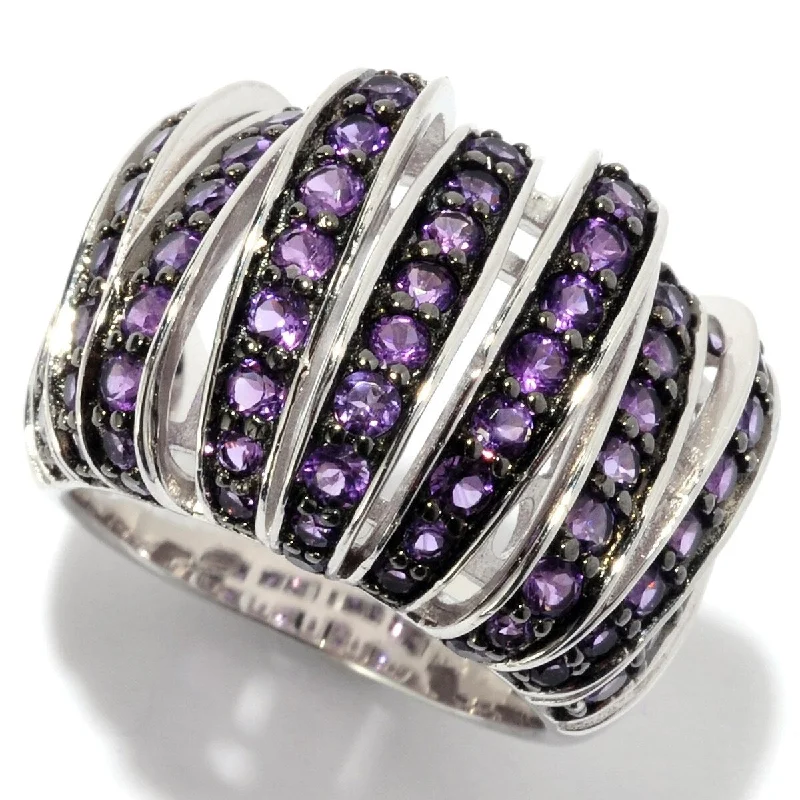 925 Sterling Silver African Amethyst Band Ring