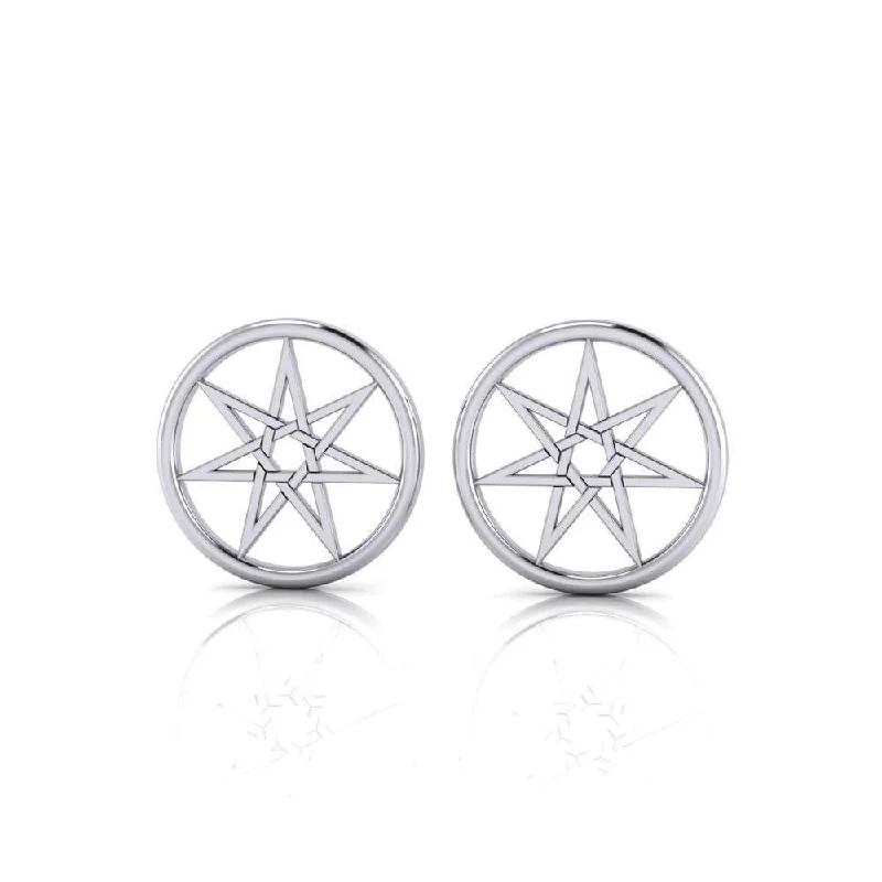 statement drop earrings for women -silver earrings for women -Fairy Elven Pentacle Sterling Silver Post Earrings TE2896