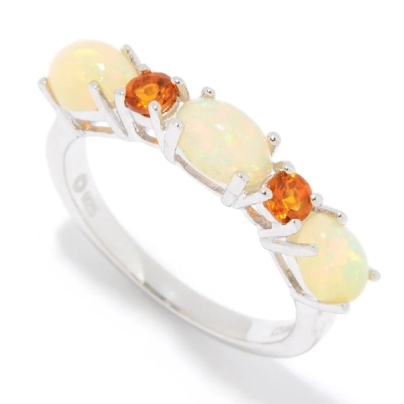 Sterling Silver Ethiopian Opal & Citrine 5-Stone Band Ring