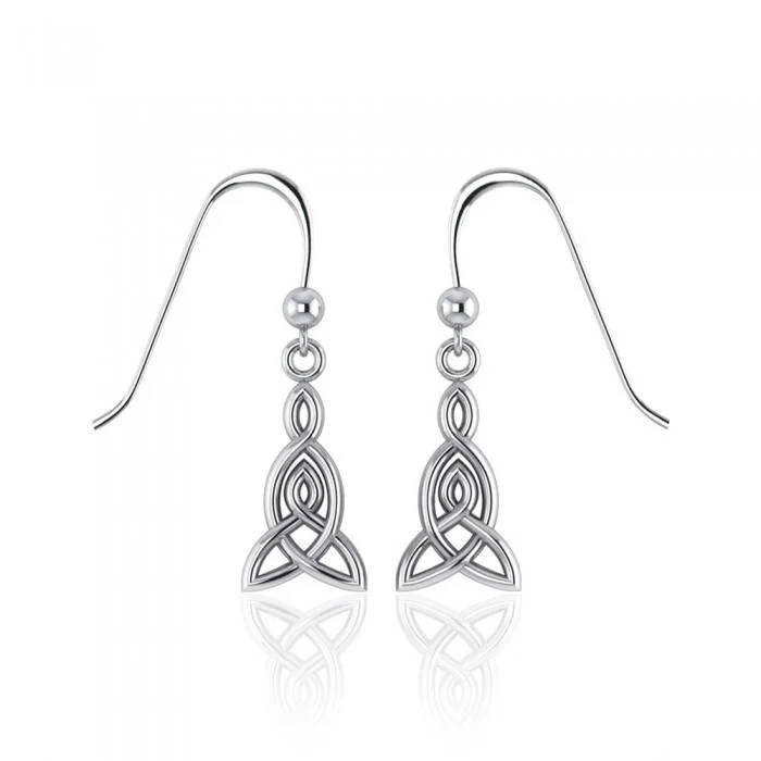 flower-shaped earrings for women -gemstone earrings for women -Unraveling the endless beauty of Celtic pride ~ Celtic Knotwork Sterling Silver Dangle Earrings TE2870