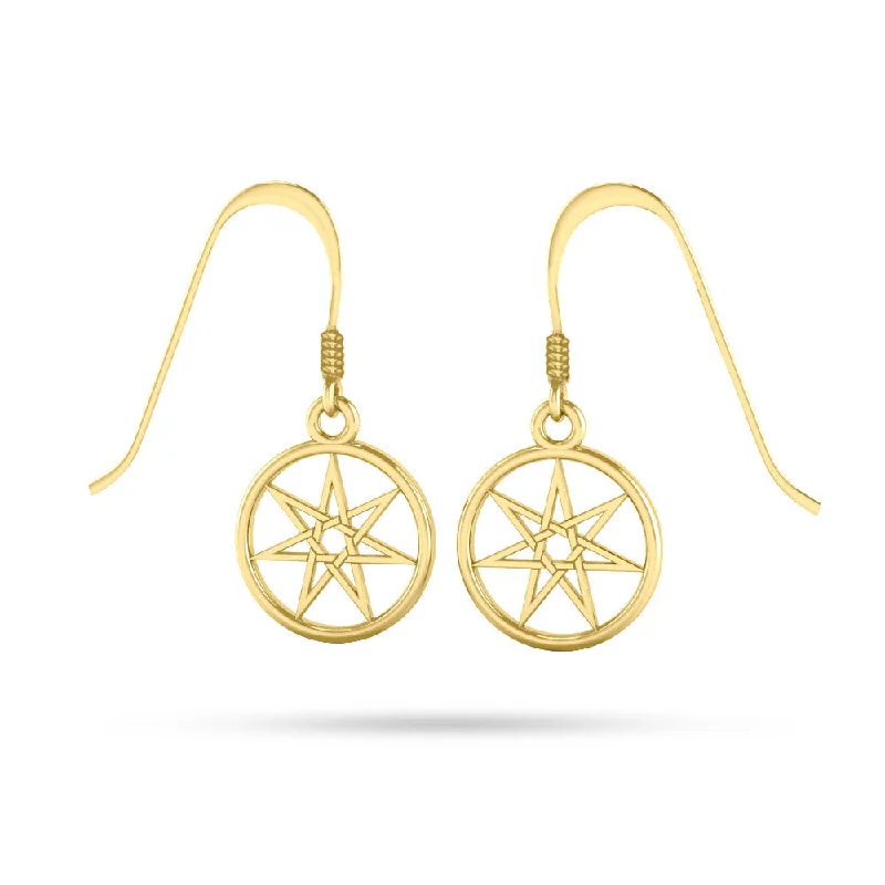 silver hoop earrings for weddings -personalized earrings for women -Elven Pentacle Gold Dangle Earrings GTE2807