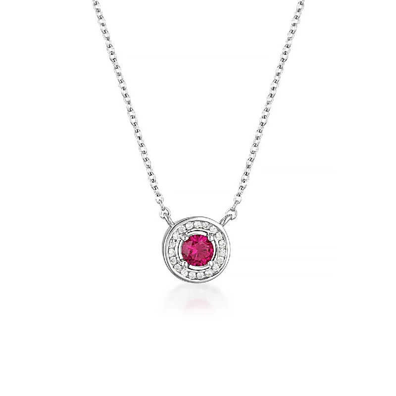 long necklaces for women -cute necklaces for women -MILESTONE RUBY HALO PENDANT IN SILVER