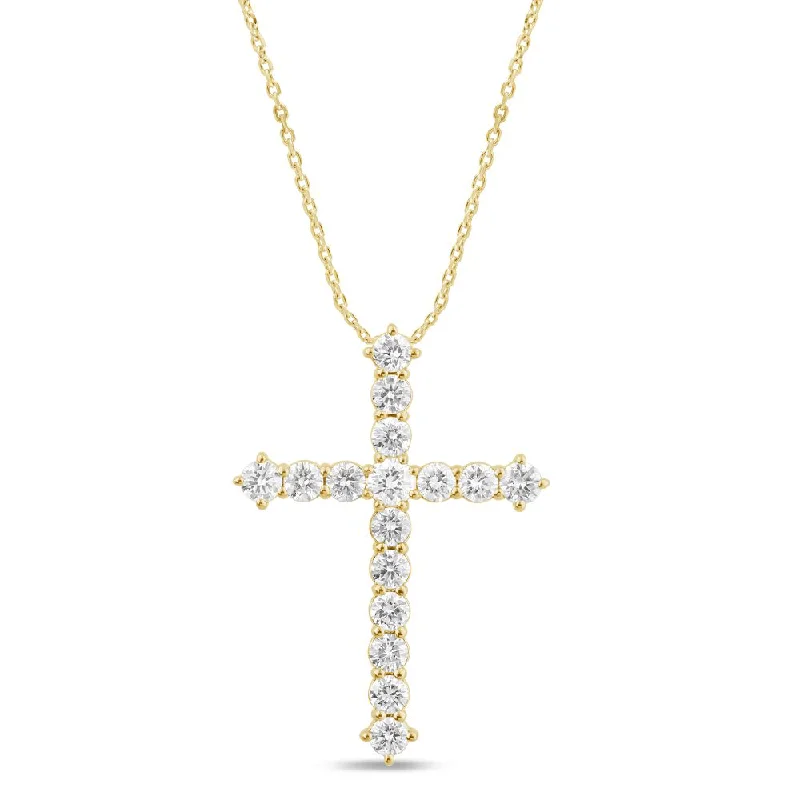 diamond pendant necklaces for women -pearl necklaces for women -Cross Necklace with 1.00ct of Laboratory Grown Diamonds in 9ct Yellow Gold