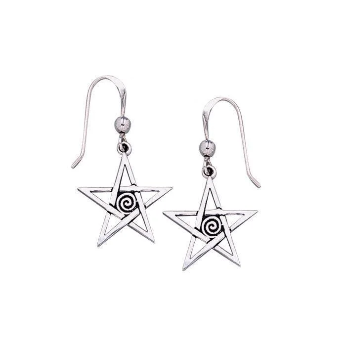 crystal drop earrings for women -luxury earrings for women -Pentagram Sterling Silver Earrings TE1177