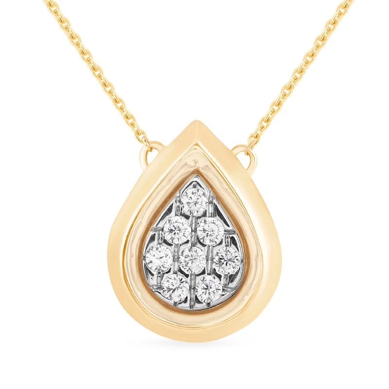 delicate necklaces for women -matching necklace and bracelet sets for women -Pear Bezel Set Slider Necklace with 0.10ct of Diamonds in 9ct Yellow Gold