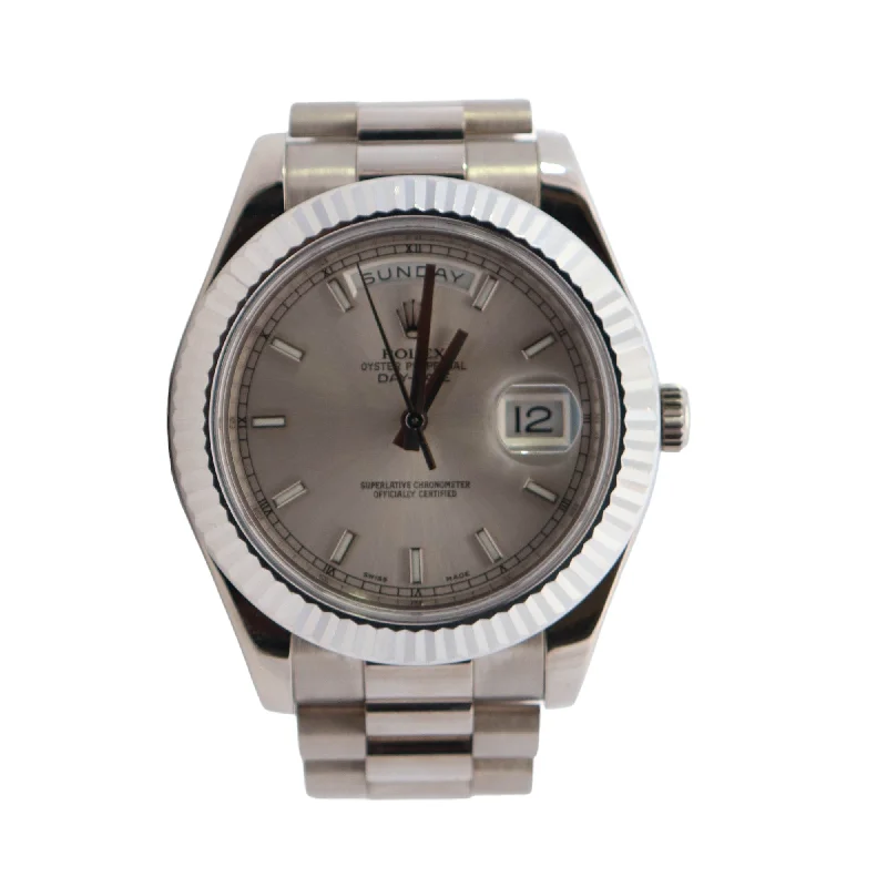 Rolex Day-Date II 41mm Silver Dial Watch Ref# 218239