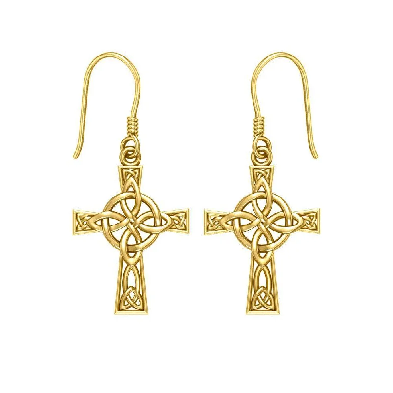 silver hoop earrings for women -drop earrings for women -The Celtic Four Point Knot Cross Solid Gold Earrings GER1958