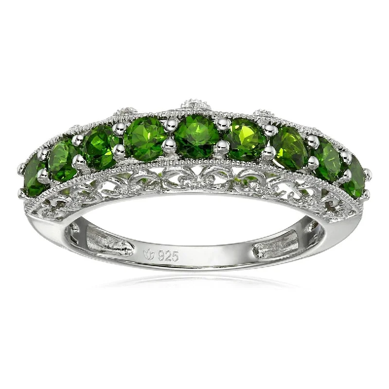 Sterling Silver Chrome Diopside Stackable Band Ring