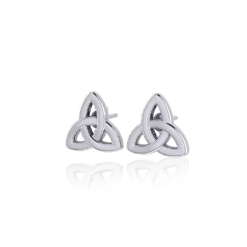 modern earrings for women -statement drop earrings for women -Trinity Knot Silver Post Earrings TER1747