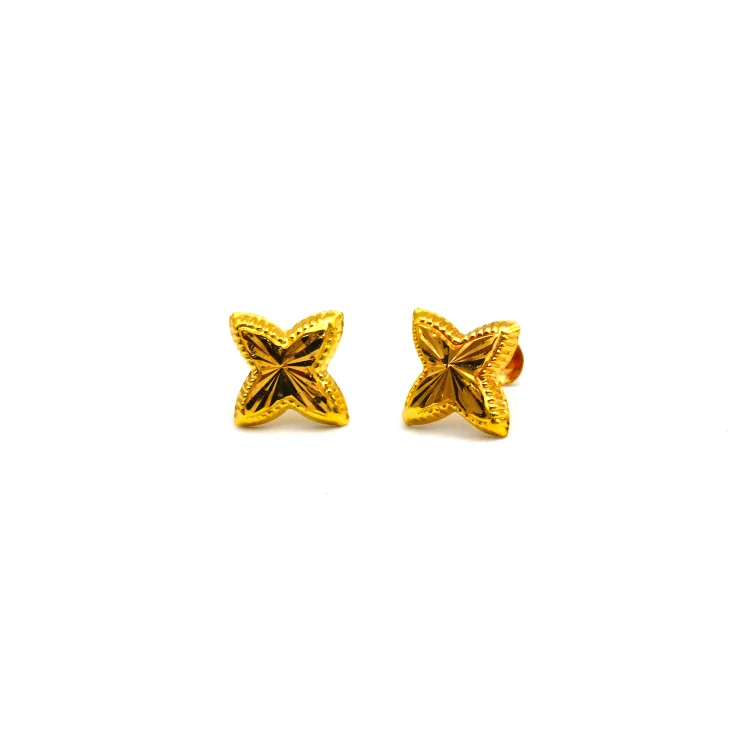 unique gold earrings for women -sterling silver earrings for women -Real Gold GZLV Studs with Long Screw Tops Perfect for Ear and Nose Piercings E1894