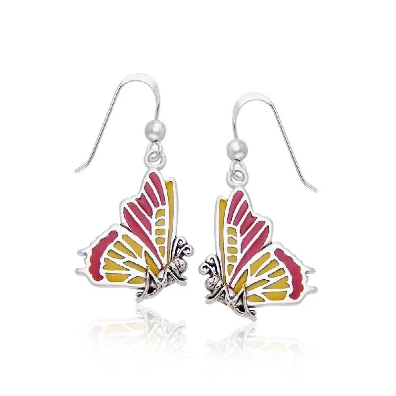 silver chandelier earrings for women -drop earrings for women -Lifes colorful transformation ~ Sterling Silver Jewelry Butterfly Hook Earrings TER516