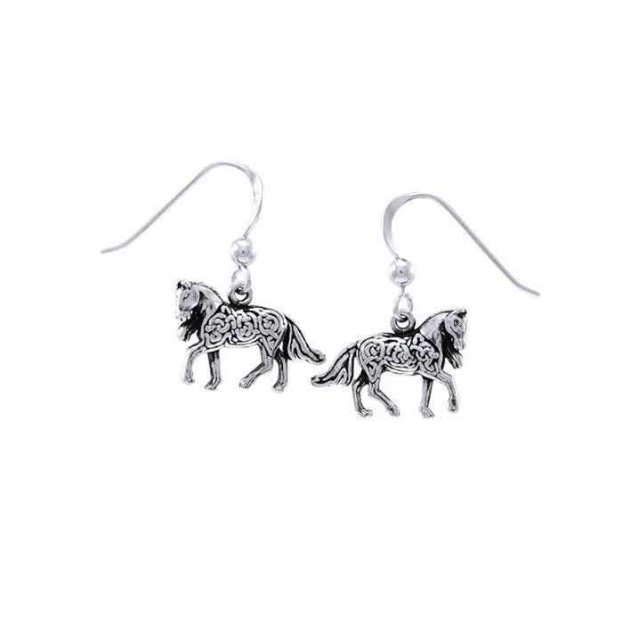 oversized earrings for women -silver hoop earrings for women -Brigid Ashwood Celtic Horse ~ Sterling Silver Hook Earrings TER1399