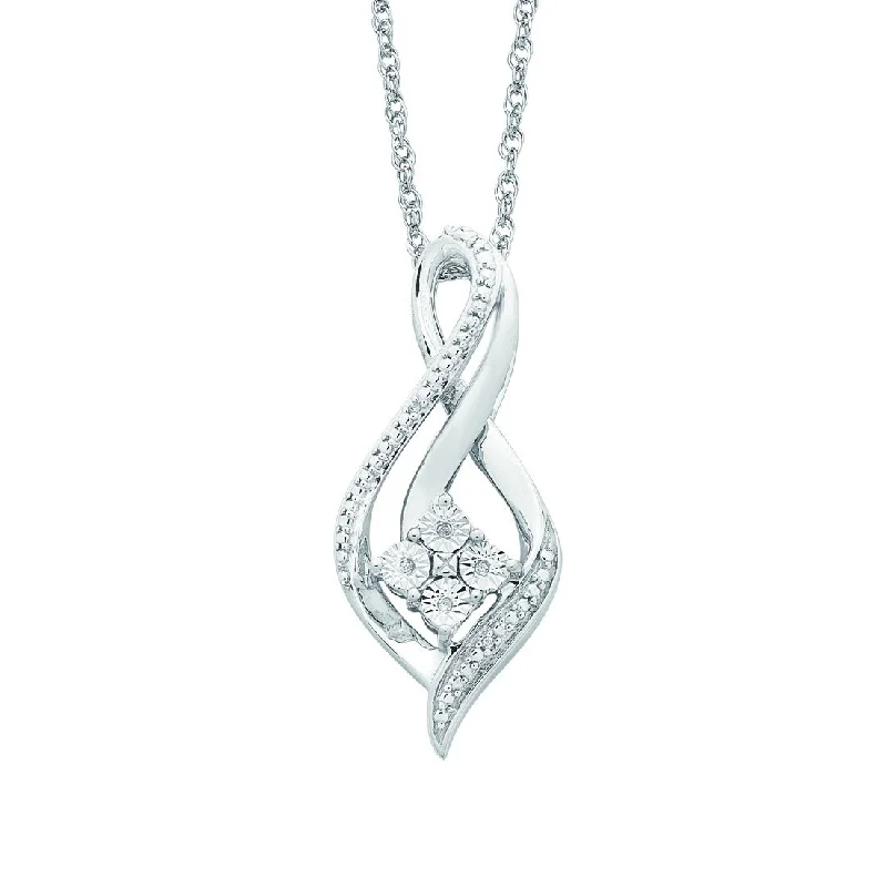 cute necklaces for women -charm necklaces for women -Swirl Diamond Necklace in Sterling Silver