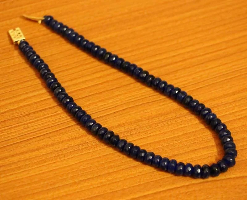 adjustable necklaces for women -trendy choker necklaces for women -Blue Sapphire Single Line Necklace