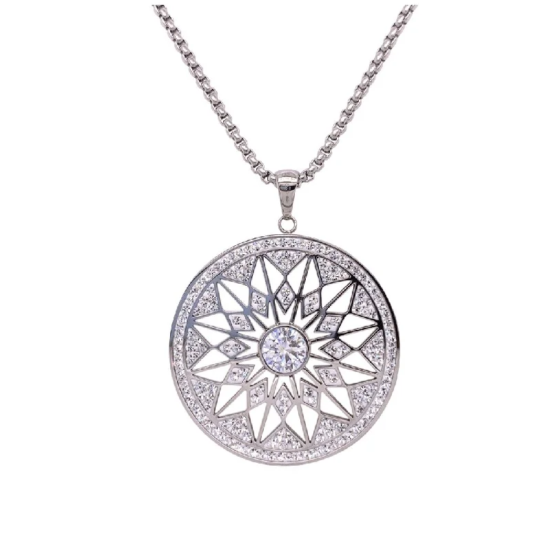 personalized necklaces for women -unique necklaces for women -White Pave Crystal Star Necklace in Stainless Steel