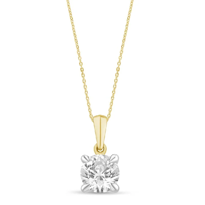 silver pendant necklaces for women -necklace gifts for women -1.00ct Laboratory Grown Diamond Solitaire Necklace in 9ct Yellow Gold