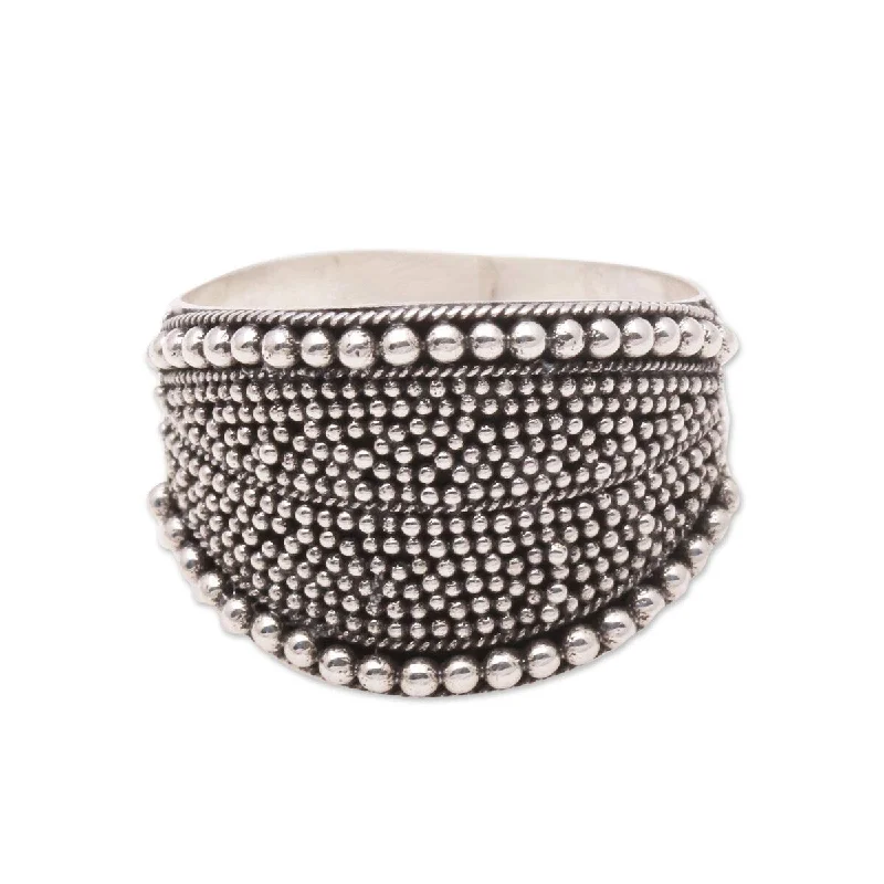 NOVICA Balinese Dots, Sterling silver band ring