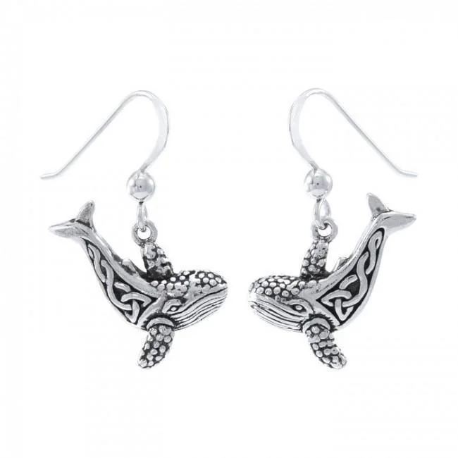 radiant earrings for women -cute earrings for women -Celtic Knots Whale Silver Earrings TER034