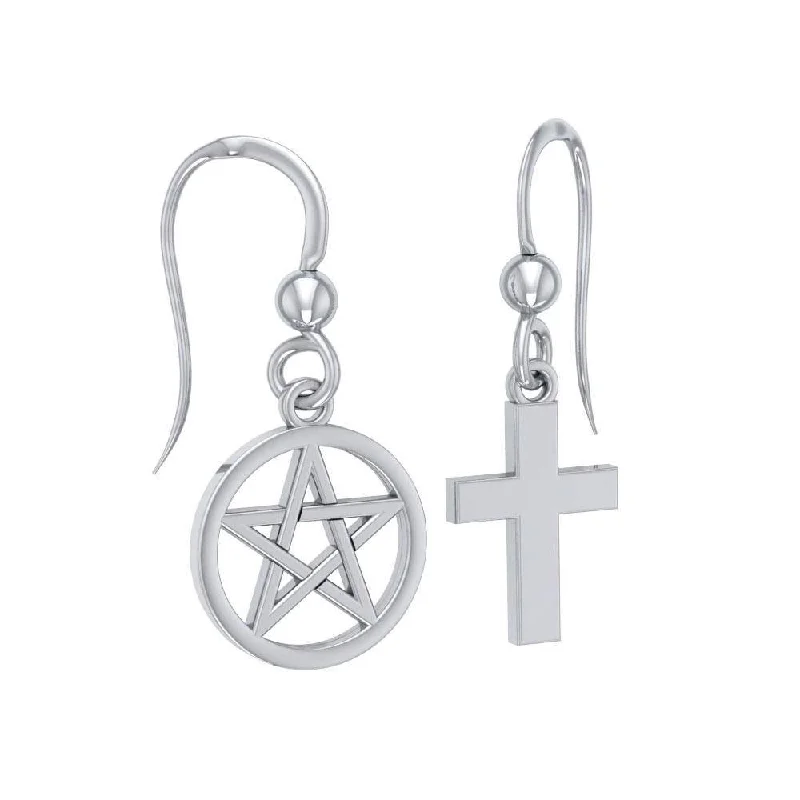 black stud earrings for women -trendy earrings for women -Pentacle & Cross Earrings TER202