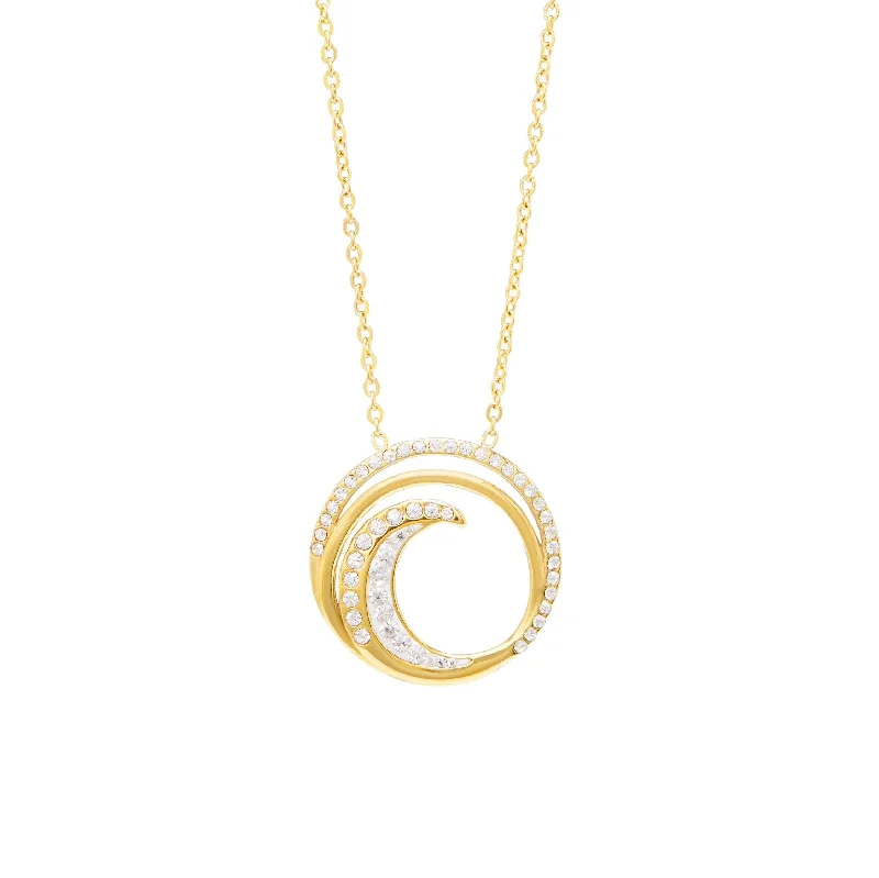 gold chain necklaces for women -custom name necklaces for women -Swirl Necklace 50cm in Yellow Stainless Steel Crystal