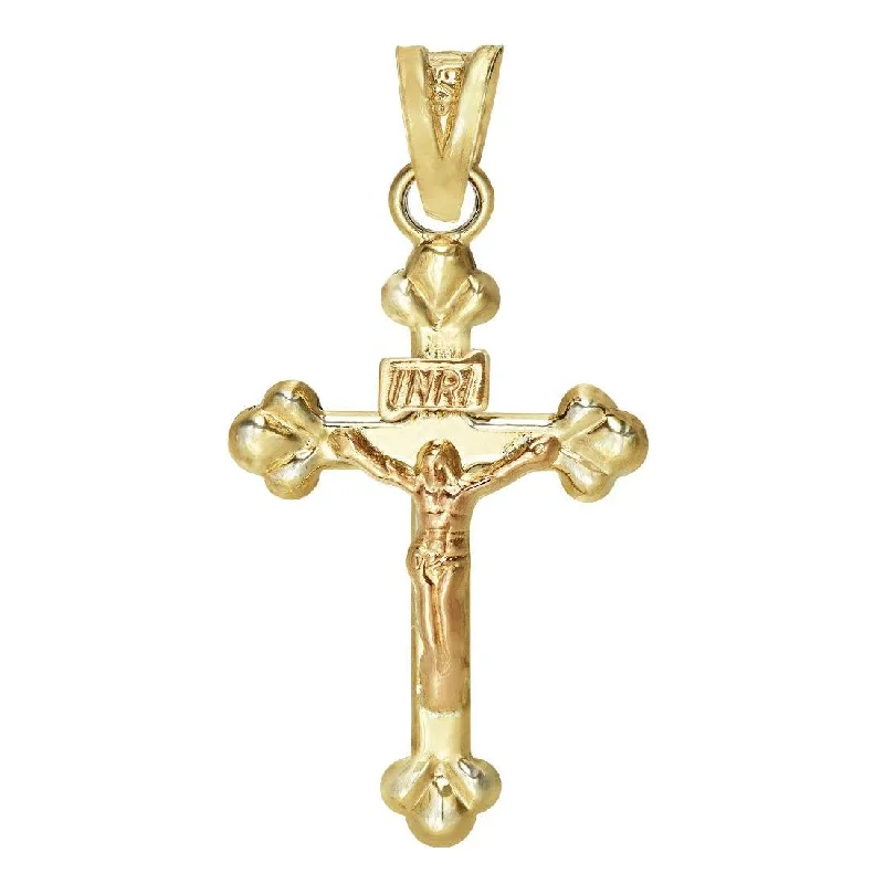 silver necklaces for women -silver necklaces for women -9ct Rose & Yellow Gold Silver Infused Crucifix Cross Pendant