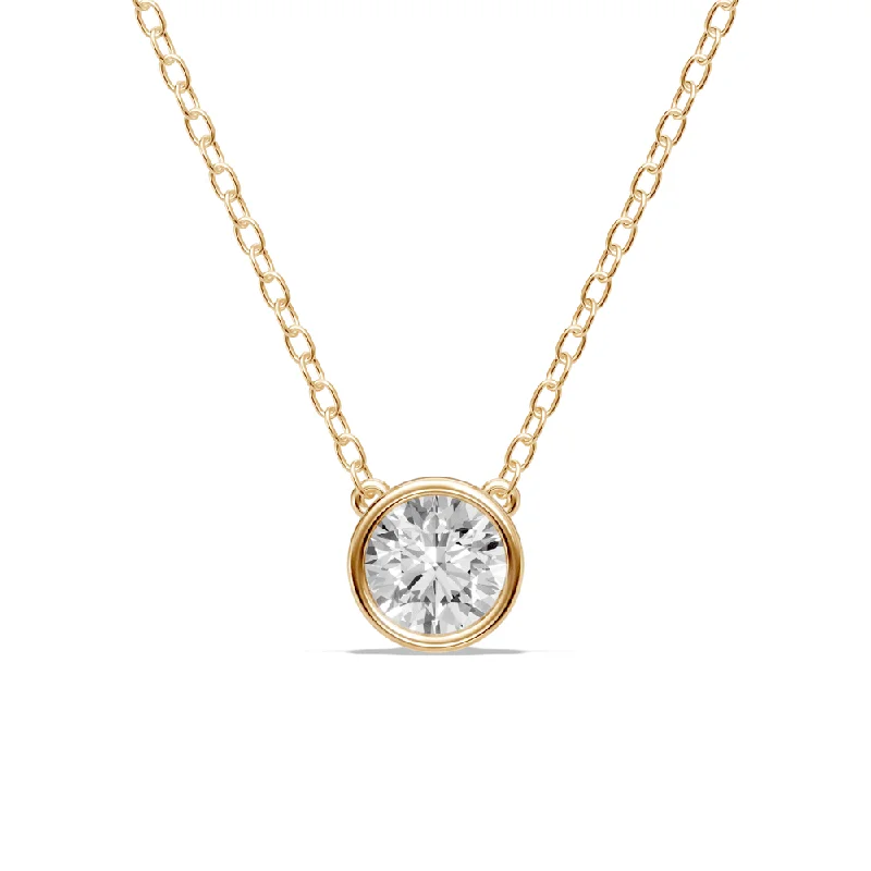 chunky gold necklaces for women -meaningful necklaces for women -Bezel Necklace with 0.80ct of Laboratory Grown Diamonds in 9ct Yellow Gold