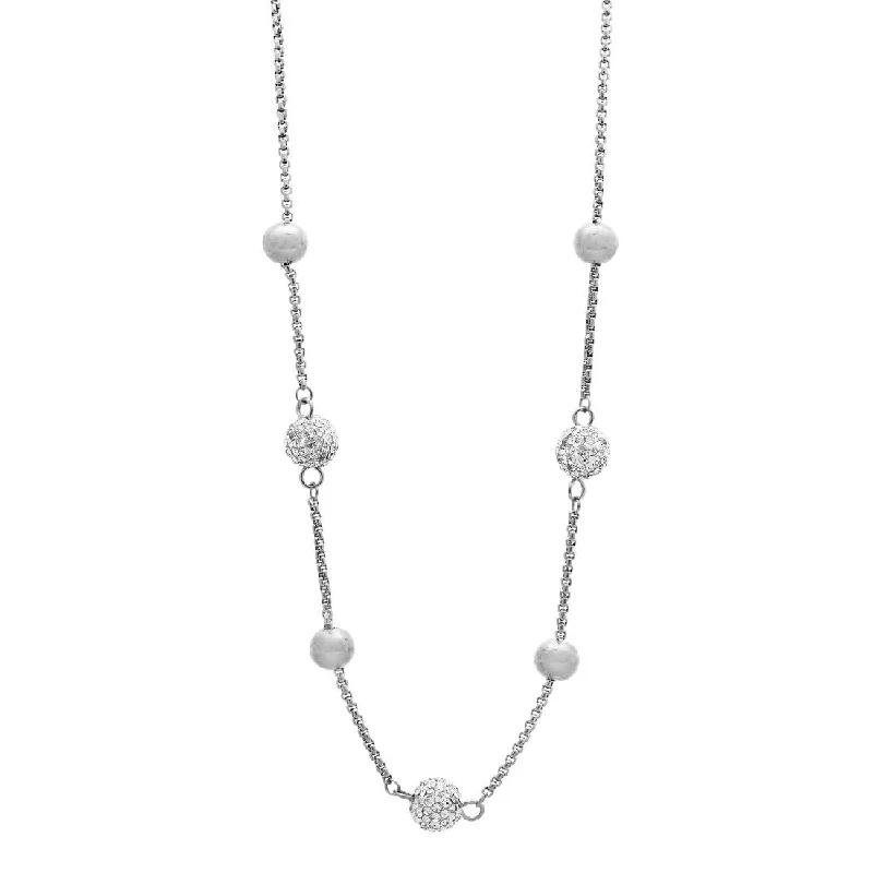 luxury necklaces for women -classic necklaces for women -Crystal Station Necklace in Rose Stainless Steel