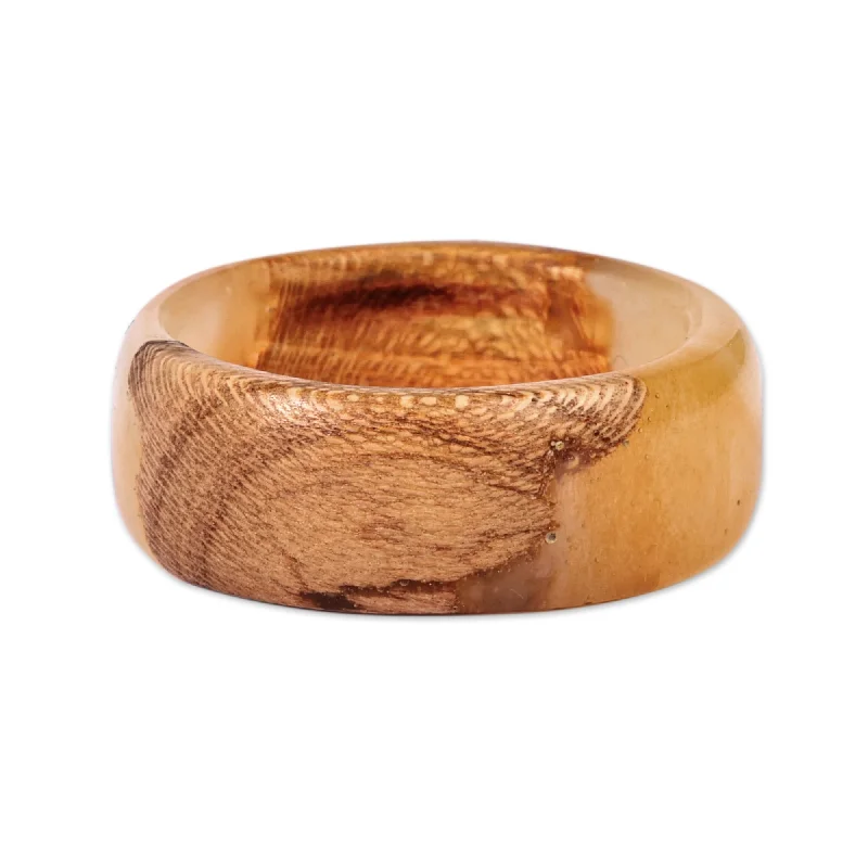 Novica Handmade Chic Victory Wood And Resin Band Ring