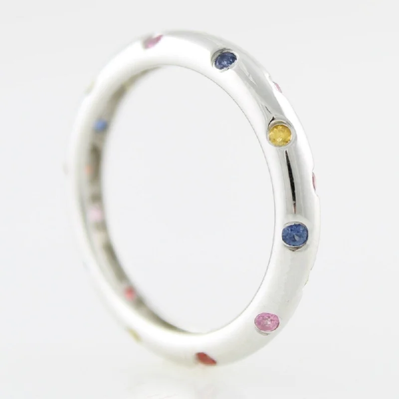 925 Sterling Silver Multi Sapphire Band Ring