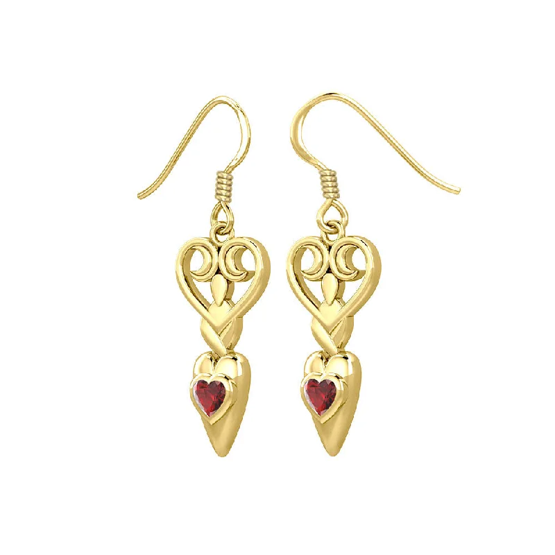 vintage earrings for women -gold hoop earrings for women -Goddess with Heart Gemstone Solid Gold Earrings GER1918