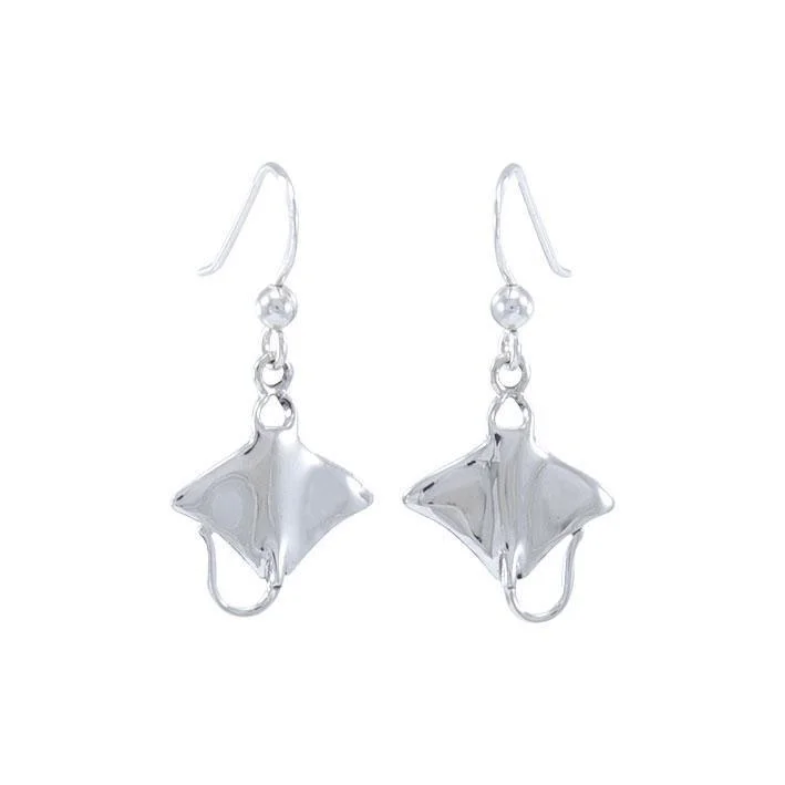 silver earrings for women -hoop earrings for women -Manta Ray Silver Earrings TE963