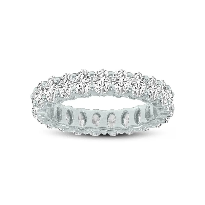 Marquee Jewels Oval Lab Grown Diamond Eternity Band in 14K White Gold (13 Carat TW)