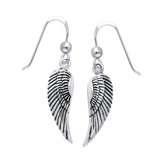 custom gold earrings for women -sterling silver earrings for women -Angel Wing Sterling Silver Earrings TER927