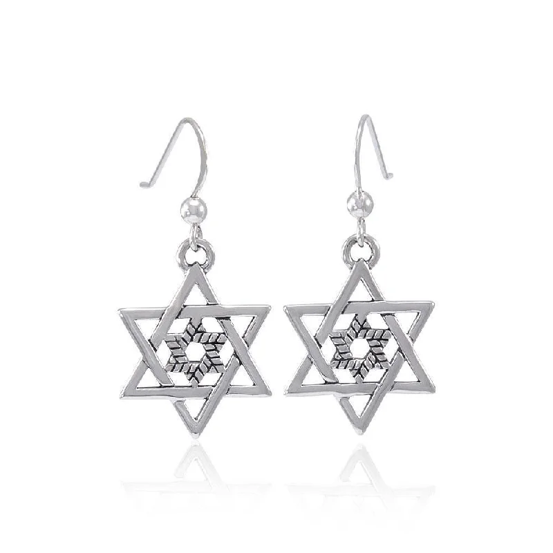 modern earrings for brides -gemstone stud earrings for women -Double Star of David Earrings TER1558